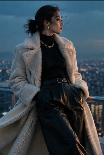 Executive with city skyline at dusk