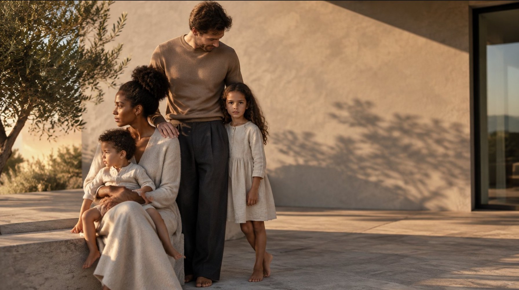 Family portrait in warm afternoon light